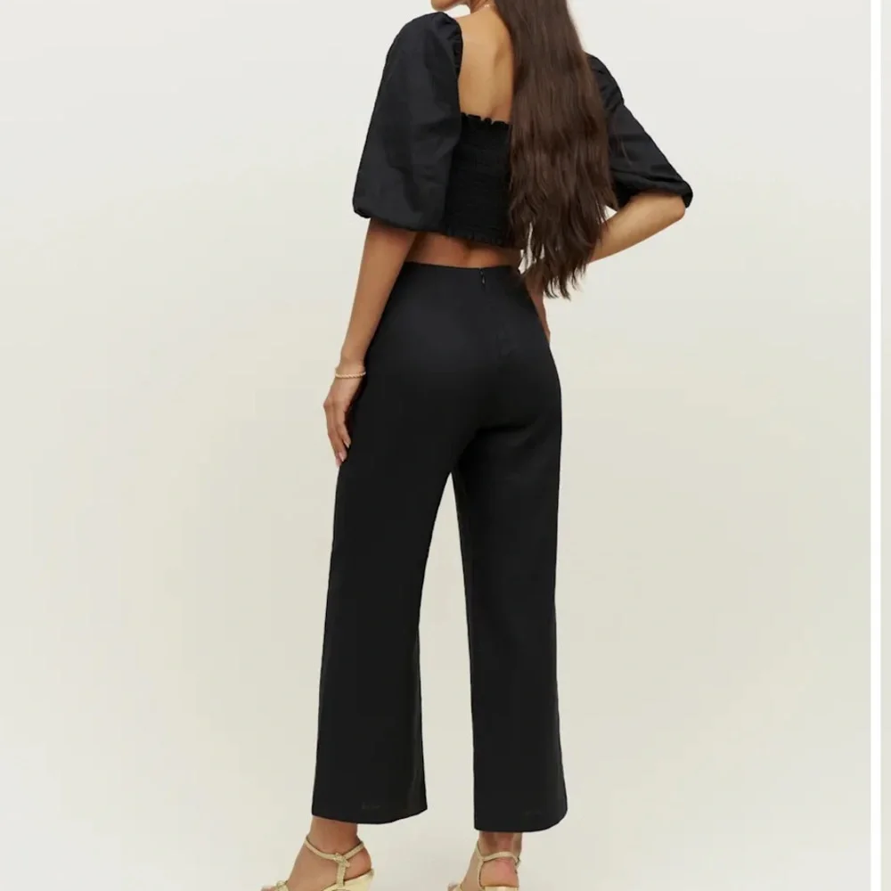 Reformation Scarlett Linen Two Piece Black - Size 2